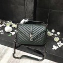 Imitation YSL Flap Bag Calfskin Leather 392737 green silver buckle HV10942uq94