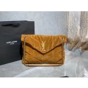 Imitation Yves Saint Laurent LOULOU PUFFER SMALL BAG SATCHEL IN SUEDE 169207 Brown HV01311Dl40