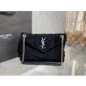 Imitation Yves Saint Laurent LOULOU PUFFER SMALL BAG SATCHEL IN SUEDE 74761 Black HV09317Xr29