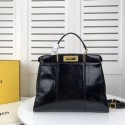 Knockoff Best FENDI PEEKABOO ICONIC Black leather bag F0837 HV02430sm35