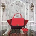 Knockoff Celine Trapeze Bag Original Nubuck Leather 3345 Red&Burgundy HV06276iV87