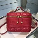 Knockoff DIOR SMALL DIORTRAVEL VANITY CASE Cannage Lambskin S5488U red HV01331yN38