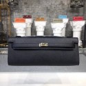 Knockoff Hermes Kelly Clutch Epsom calfskin H0588 black HV00823tp21