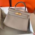 Knockoff Hermes original Togo leather kelly bag KL320 grey HV00047WW40