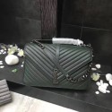 Knockoff High Quality YSL Flap Bag Calfskin Leather 392738 green silver buckle HV06375FA65