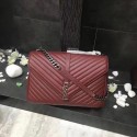 Knockoff YSL Flap Bag Calfskin Leather 392738 red silver buckle HV00241yK94