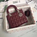 LADY DIOR LAMBSKIN BAG CAL44550 burgundy&silver-tone metal HV01719ki86