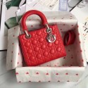 LADY DIOR LAMBSKIN BAG CAL44550 red&silver-tone metal HV07018fj51