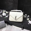 Luxury YSL Flap Bag Calfskin Leather 392737 white silver buckle HV06676QT69