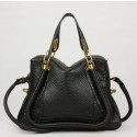 Replica 2011 Chloe Paraty Serpentine Leather Shoulder Bag 29883 Black HV07927TN94