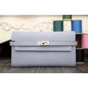 Replica 2015 Hermes kelly wallet new model 051300 gray-blue HV11779HB48