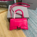 Replica Balenciaga Hourglass XS Top Handle Bag shiny box calfskin 28331 neon pink HV00672Vi77