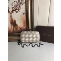 Replica BOTTEGA VENETA Knot snakeskin-trimmed satin clutch 62548 beige HV10044VA65