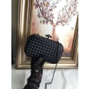 Replica BOTTEGA VENETA Knot snakeskin-trimmed satin clutch 62548 black HV05364iu55