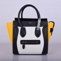 Replica Celine Luggage Micro Boston Bag Original Leather 8802-3 White&Black&Yellow HV08076BB13