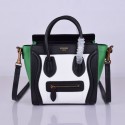 Replica Celine Luggage Nano Bag Original Leather 8802-9 Black&White&Green HV04061BB13