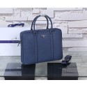 Replica Cheap Prada Saffiano Calf Leather Briefcase P8687 Blue HV07441Mq48