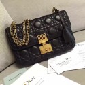 Replica DIORADDICT FLAP BAG IN BLACK CANNAGE LAMBSKIN M5818 HV01406Xe44