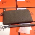 Replica Fashion 2015 Hermes 7-shaped zipper wallet 509 dark gray HV10150yI43