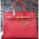 Replica Fashion Hermes Birkin 35CM Tote Bag Litchi Leather HB35GL Rose HV03922HM85