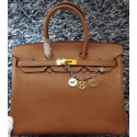 Replica Hermes Birkin 35CM Tote Bag Litchi Leather HB35GL Wheat HV11873iF91