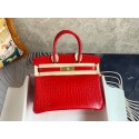 Replica Hermes Birkin Bag Original Leather crocodile HBK35 red HV06117zR45