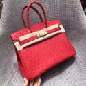 Replica Hermes Real ostrich leather birkin bag BK35 red HV11700sA83