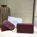 Replica LADY DIOR Sheepskin WALLET C9025A Burgundy HV08090Kg43