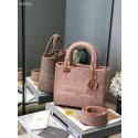 Replica MEDIUM LADY D-LITE BAG Bois De Rose Cannage Embroidery M0565OREY Rose HV10122EO56