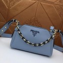 Replica Prada Calf leather shoulder bag 2032 light blue HV08175Ac56