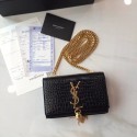 Replica SAINT LAURENT Monogram Kate small crocodile-embossed leather shoulder bag 354120 Black HV07271YP94