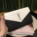 Replica SAINT LAURENT Monogram quilted leather envelope clutch 26813 Black&white HV04569VA65