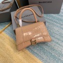 Replica Top Balenciaga HOURGLASS SMALL TOP HANDLE BAG crocodile embossed calfskin B108895E apricot HV06136Cq58