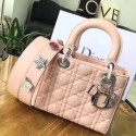 Replica Top Dior lucky badges Original sheepskin Tote Bag 88034 pink HV04179ll80