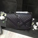 Replica YSL Flap Bag Calfskin Leather 392738 black silver buckle HV03515cK54