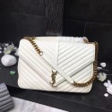 Replica YSL Flap Bag Calfskin Leather 392738 white Gold buckle HV06372Ix66