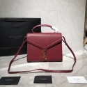 Replica Yves Saint Laurent CASSANDRA TOP HANDLE MEDIUM BAG IN GRAIN DE POUDRE EMBOSSED LEATHER Y578000 Red HV01565ec82