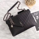 Replica Yves Saint Laurent Monogramme Calf leather Shoulder Bag 26612 black Silver Chain HV11482Ix66