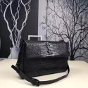 Saint Laurent Classic Monogramme Crocodile Leather Shoulder Bag 1802 black HV10616aM39