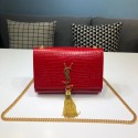 SAINT LAURENT Kate croc-embossed leather shoulder bag 474366 red HV00300kC27