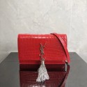 SAINT LAURENT Kate crocodile-embossed leather cross-body bag 452159 red HV04335vm49