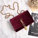 SAINT LAURENT Kate crystal monogram velvet wallet-on-chain 265820 Pallisandre HV05428fH28