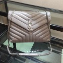 SAINT LAURENT Loulou Monogram medium quilted leather shoulder bag 74558 Light Gray HV04901XW58