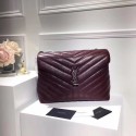 SAINT LAURENT Loulou Monogram medium quilted leather shoulder bag 74558 Wine HV00884Av26