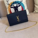 SAINT LAURENT Monogram Kate medium pebbled leather shoulder bag 354021 dark blue HV10294dV68