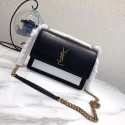 SAINT LAURENT Monogram Sunset medium leather cross-body bag 8001 Black&white HV06291TL77