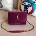 SAINT LAURENT Monogram Sunset medium velvet cross-body bag 442906 rose HV09583zS17