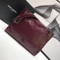 SAINT LAURENT NIKI MEDIUM SHOPPING BAG IN CRINKLED VINTAGE LEATHER 5814 Burgundy HV04339Sy67