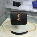 SAINT LAURENT VICKY Splicing Flip Cover Original Leather Bag 532612 Black HV01341dX32