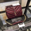 YSL Classic Calfskin Leather Flap Bag 2802 Wine HV03784rf73